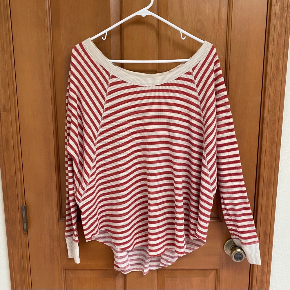 Free People Tops | Waffle Striped Long Sleeve